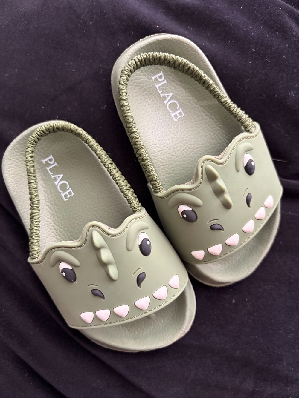 Green Dino Slide Sandals for Kids